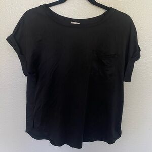 Cuffed Black Shortsleeve Pocket Tee